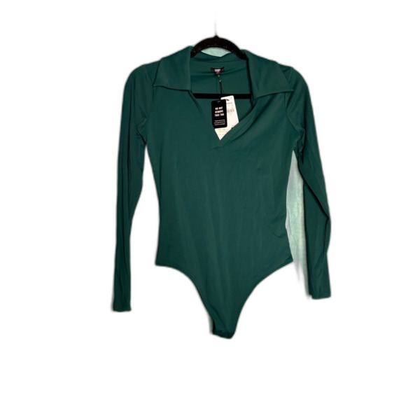 Express Tops - Express NWT Body Collection Long Sleeve Collared Bodysuit Emerald small